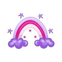 Glitter rainbow with clouds and stars vector