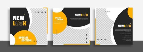 Editable minimal square banner template with geometric shapes for social media post, story and web internet ads. Vector illustration