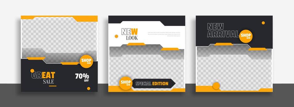 plantilla de banner cuadrada mínima editable con formas geométricas para publicaciones en redes sociales, historias y anuncios web en Internet. ilustración vectorial vector