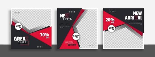 Editable minimal square banner template with geometric shapes for social media post, story and web internet ads. Vector illustration
