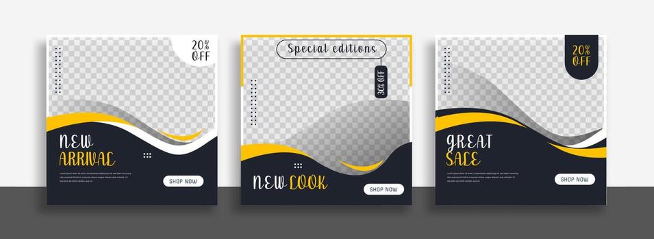 plantilla de banner cuadrada mínima editable con formas geométricas para publicaciones en redes sociales, historias y anuncios web en Internet. ilustración vectorial vector