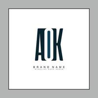 logotipo de la letra inicial aok - logotipo de monograma simple para las iniciales a, o y k vector