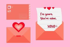 Valentines day letter element collection in flat design vector