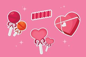 colección de elementos de caja de dulces y amor de san valentín en diseño plano diseño vectorial simple y elegante vector