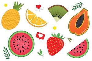 colección de frutas en ilustraciones planas diseño vectorial simple y elegante vector