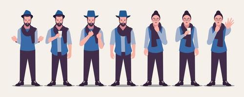 scarf vector is a design of several people wearing scarves