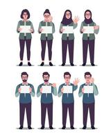 vector person is a design of several people holding papers to give notice