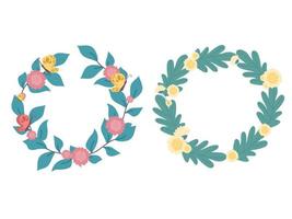 set of Vintage Floral Wreath with flower, vector