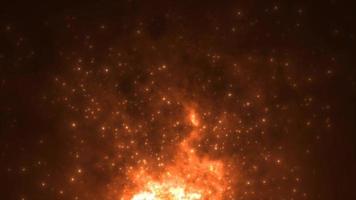 abstraktes orange feuriges flammenfeuer aus partikeln und funken, die auf dunklem hintergrund schön magisch leuchten. abstrakter Hintergrund. Video in hoher Qualität 4k, Motion Design