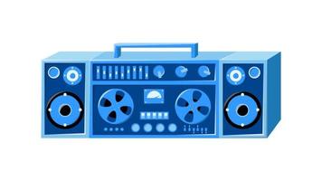 Retro audio music tape recorder old vintage with audio cassette hipster for geeks from 70s, 80s, 90s isolated on white background video