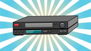 grabadora de video casete retro para ver películas hipster antiguo para geeks de los años 70, 80, 90 en el fondo de los rayos azules. video en alta calidad 4k, diseño de movimiento