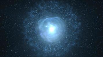 estrella cósmica de esfera redonda de luz brillante futurista abstracta de energía mágica de alta tecnología en el fondo de la galaxia cósmica. fondo abstracto. video en alta calidad 4k, diseño de movimiento