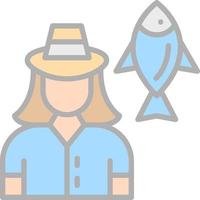 Fisherwoman Vector Icon Design