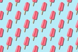 Ice cream seamless pattern on blue background photo