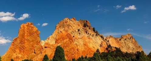 Panoramic view of red rock formations at Garden of the gods in Colorado. photo