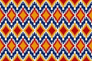 patrón étnico ikat sin costuras en tribal. estampado de adornos étnicos geométricos aztecas. estilo de patrón ikat. vector