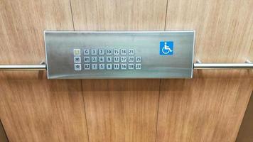 The disabled elevator button or panel with braille code of the elevator lift.