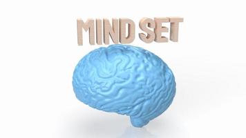 blue brain and mindset wood text 3d rendering photo