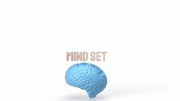 blue brain and mindset wood text 3d rendering photo