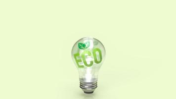 The eco symbol on lightbulb for ecology or environment concept 3d rendering photo