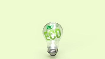 The eco symbol on lightbulb for ecology or environment concept 3d rendering photo