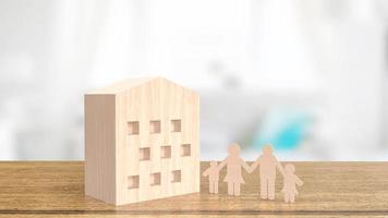 The toy wood house for real estate or property concept 3d rendering photo