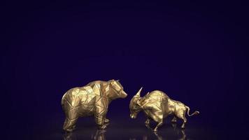 The bull and bear gold for business concept 3d rendering photo