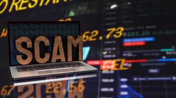 dirty metal scam text on Notebook background  3d rendering photo