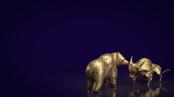 The bull and bear gold for business concept 3d rendering photo