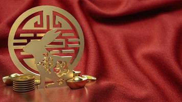 The gold rabbit and Chinese stamp symbol fir holiday concept 3d rendering photo