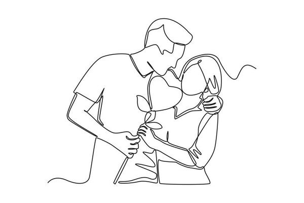 Continuous one line drawing romantic couple holding shoulders warmly.  Togetherness of husband and wife after wedding day. Happy family concept.  Single line draw design vector graphic illustration 4483283 Vector Art at  Vecteezy