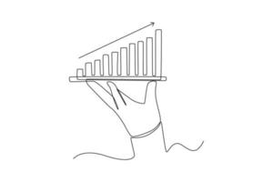 gráfico de dibujo de una sola línea en la pantalla del teléfono inteligente. concepto de economía y negocios. ilustración de vector gráfico de diseño de dibujo de línea continua.