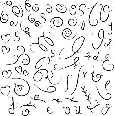 Florishes decorative for invitations and letters for inscriptions.