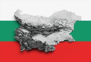 mapa de bulgaria bandera de bulgaria mapa de altura de color de relieve sombreado sobre fondo blanco ilustración 3d foto