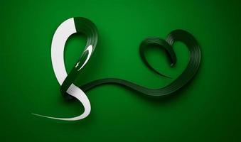 Pakistani flag heart shape wavy ribbon. 3d illustration. photo