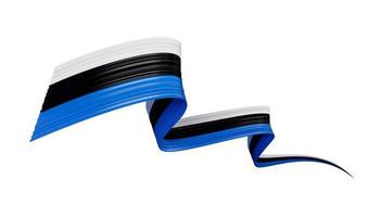 Estonia Flag Ribbon independence day banner 3d illustration. Estonian memorial holiday 24th of February photo