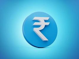icono de moneda azul símbolos signo rupia india inr 3d ilustración fondo azul foto