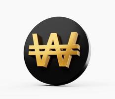 Golden won Currency Icon Isolated, 3D gold won symbol with white background, 3D illustration photo