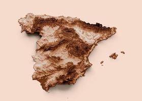 Map of Spain in old style, brown graphics in a retro style Vintage Style. High detailed 3d illustration photo