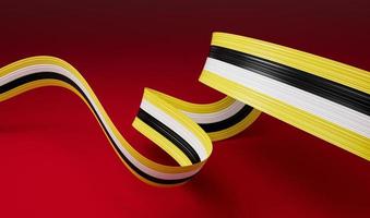 Waving ribbon or banner with flag of Brunei. independence day 3d illustration photo