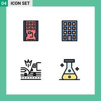 4 iconos creativos signos y símbolos modernos de disco coche edificios sólidos camión elementos de diseño vectorial editables vector