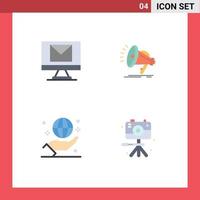 Pack of 4 creative Flat Icons of compose globe speaker voice international Editable Vector Design Elements
