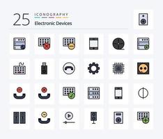 Devices 25 Line Filled icon pack including new. base. device. technology. film vector