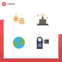 Modern Set of 4 Flat Icons and symbols such as celebration worldwide food oscar devices Editable Vector Design Elements