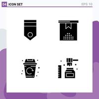 User Interface Pack of 4 Basic Solid Glyphs of army city rank event garbage Editable Vector Design Elements