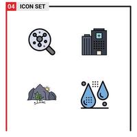 4 Creative Icons Modern Signs and Symbols of search landscape science building mountain Editable Vector Design Elements