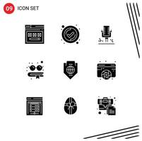 paquete de iconos vectoriales de stock de 9 signos y símbolos de línea para protección acceso micrófono gafas libro elementos de diseño vectorial editables vector