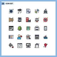 Group of 25 Filled line Flat Colors Signs and Symbols for settings gear spotlight software coding Editable Vector Design Elements