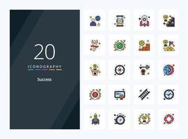 20 Sucess line Filled icon for presentation vector