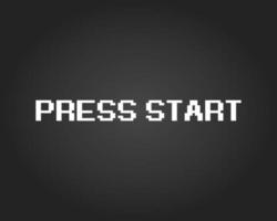 8 bit pixel press start button, for game assets and cross stitch patterns in vector illustrations.